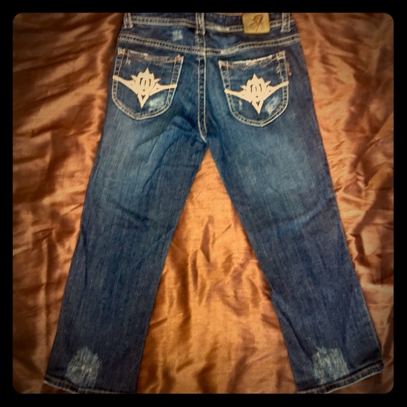 Seven Distressed Cropped Flare Denim Jeans 28 x 24 - Picture 2 of 8